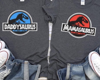 Jurassic Birthday Party Shirts, Dinosaur Party T-shirts, Daddysaurus Mamasaurus Custom Text Shirts