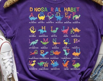 Dinosaur Alphabet Shirt, Kindergarten Shirt, Kindergarten Teacher, Elementary School Shirts, Alphabet Shirt, Pre-K Teacher Shirt, Preschool