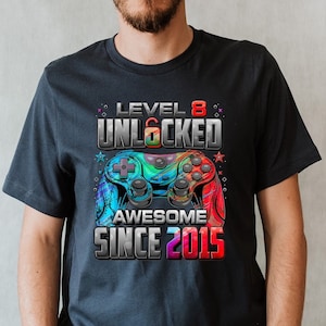 Personalized Gamer Gift T-shirt, Custom Level Unlocked, Gamer Birthday T-shirt, Gamer Gifts, Birthday Teen Kids Shirts, Gamer Birthday Shirt
