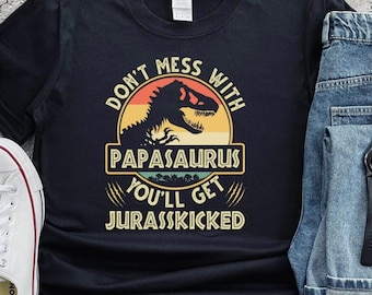 Personalized Custom Dinosaur Jurassic Dad T-shirt, Custom Papa Dad Gift Tee