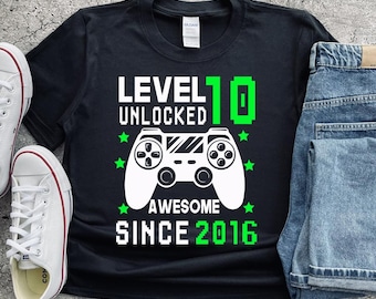 Personalized Custom Gamer Birthday T-shirt, Custom Level Game Birthday Tee