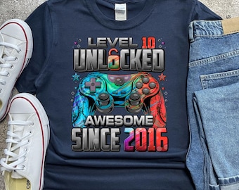 Personalized Custom Gamer Birthday T-shirt, Custom Level Game Birthday Tee
