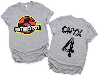 Camiseta de cumpleaños de dinosaurio, camiseta personalizada de regalo para niño y niña, camiseta de cumpleaños jurásica