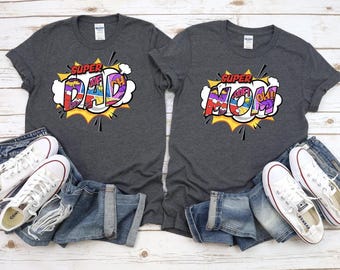 Super Dad Super Mom Custom Family T-shirts, Superhero Custom Tees