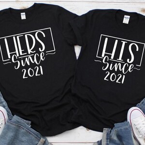 His Hers Couple Matching Shirts  Wedding Anniversary Shirts  Personalized Wedding Date Anniversary Shirts  Couple Wedding Gift Shirts