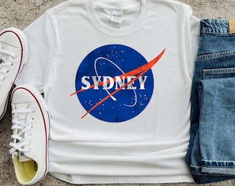 Personalized Custom Nasa Space Theme Birthday T-shirt, Custom Name Space Birthday Tee