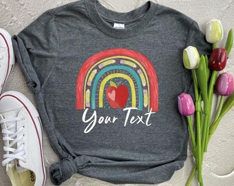 Personalized Teacher Name Job Shirt, Custom Teachers Rainbow Shirts, Personalized Teacher Gift