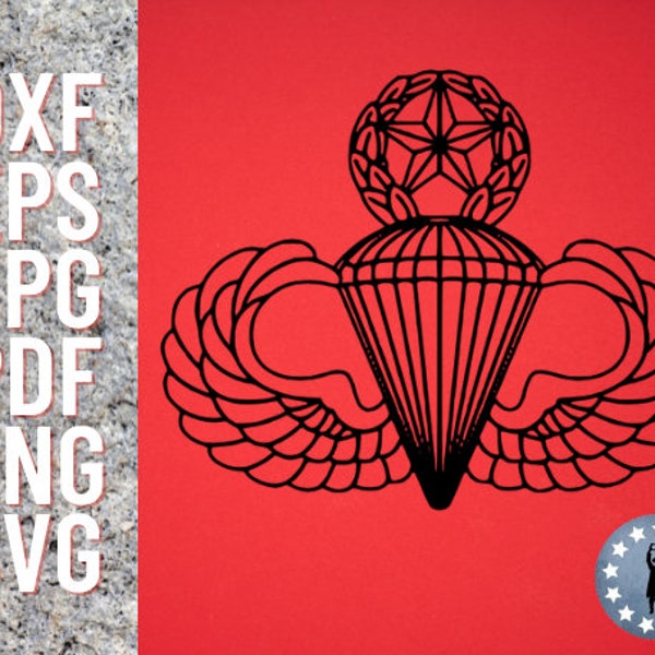 US Master Parachutist Badge Jump Wings Army Air Force Digital File SVG dxf eps jpg pdf png