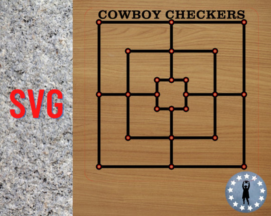 Cowboy Checkers 9 Nine Man's Morris Digital File SVG Etsy