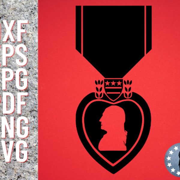 US Military Purple Heart Medal Digital File SVG dxf eps jpg pdf png