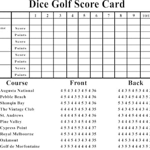 Dice Golf Score Card Family Fun Night Wooden Board Travel Game Adults ...