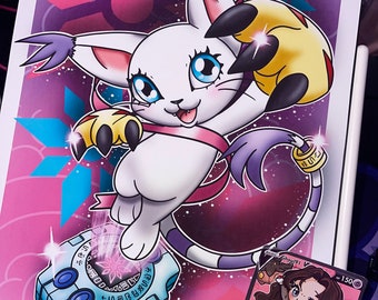 Kari and Gatomon (digimon) [print] - Etsy
