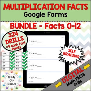 Multiplication Facts Digital Drills - BUNDLE - 324 Self Grading Drills
