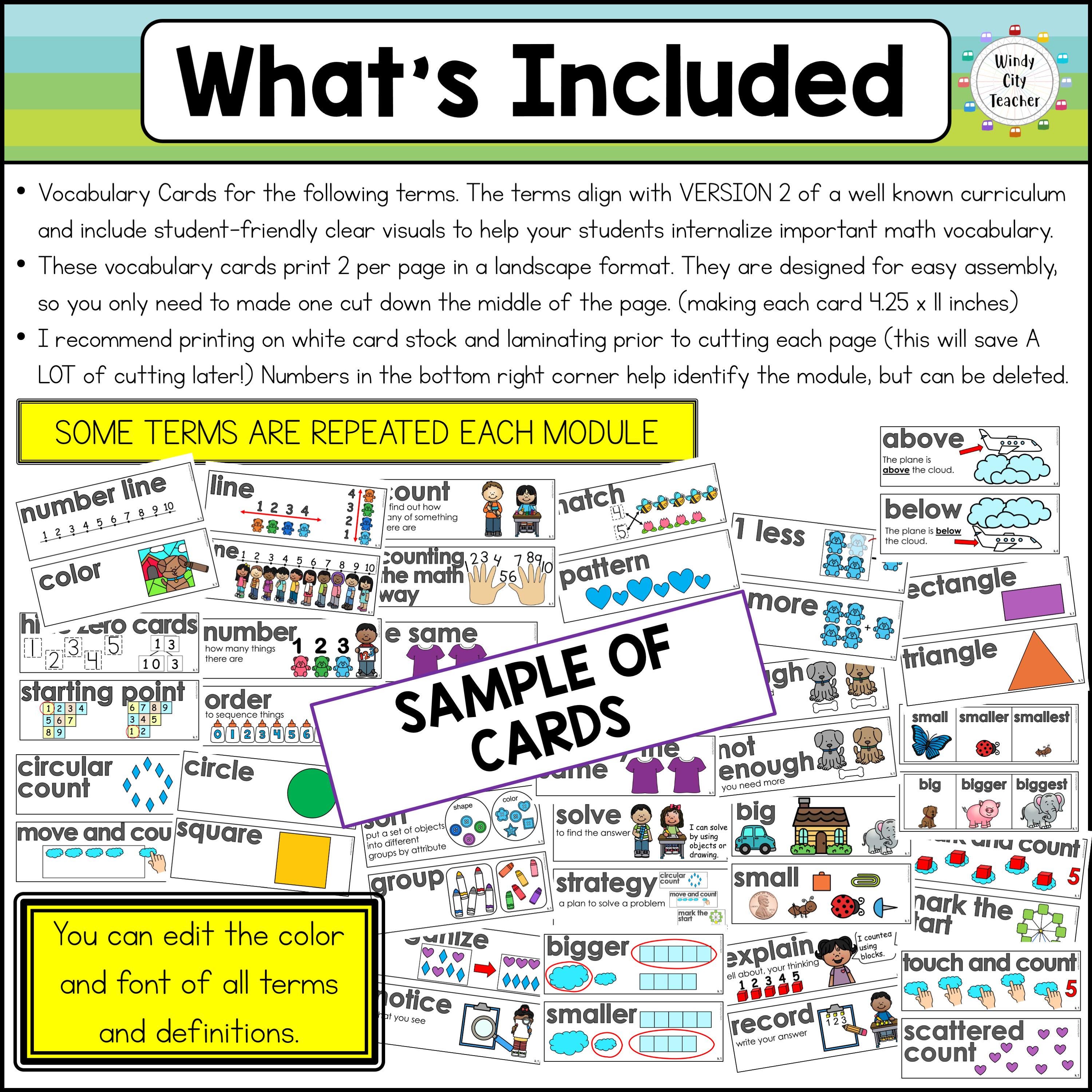 Kindergarten Math Vocabulary Word Wall Squared Bundle - Module 1-6 ...