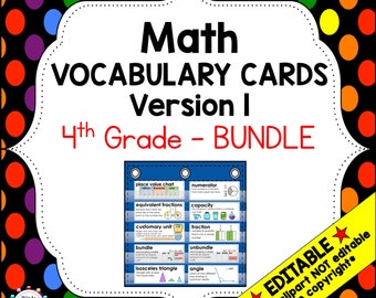 Engage NY 4th Grade Math Vocabulary Word wall - BUNDLE - Modules 1-7