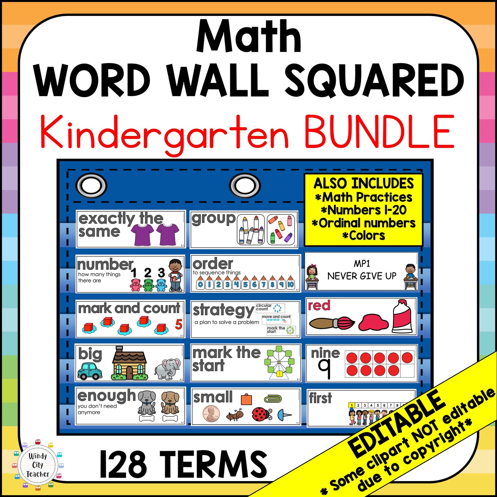 Kindergarten Math Vocabulary Word Wall Squared Bundle - Module 1-6 ...