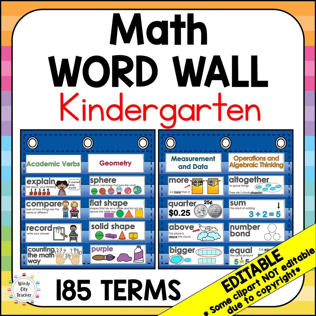 Math Word Wall Kindergarten - Editable - 185 Terms - Etsy