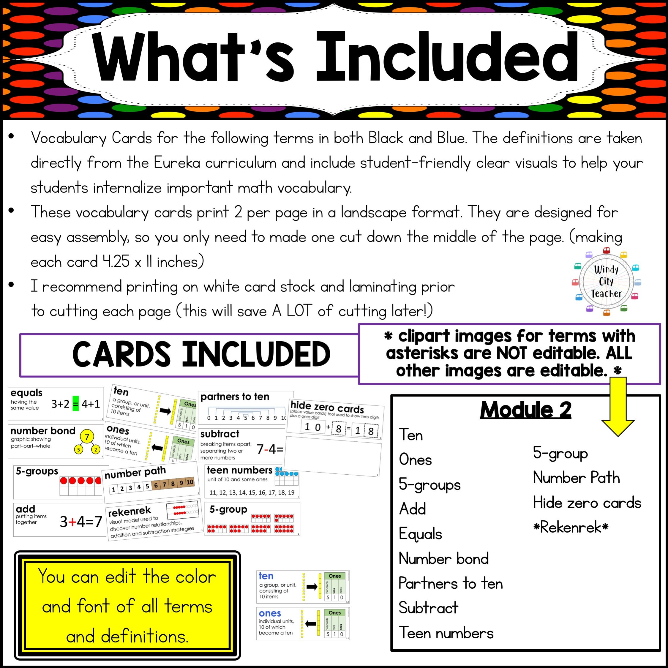 Engage NY 1st Grade Math Vocabulary Word Wall BUNDLE - Modules 1-6 - Etsy