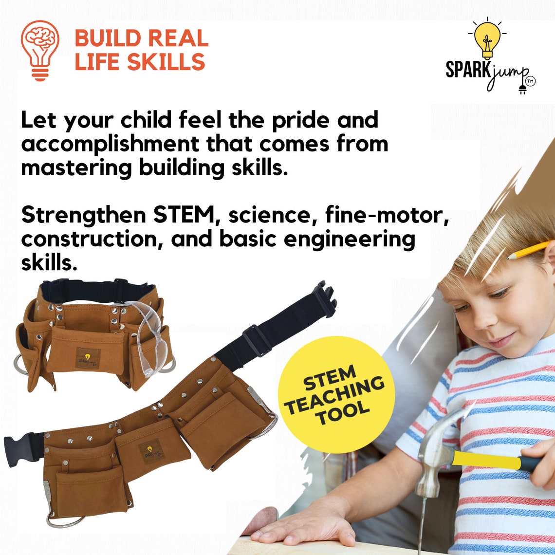 Sparkjump Kids Tool Belt Kids Leather Tool Belt Real Kids Etsy