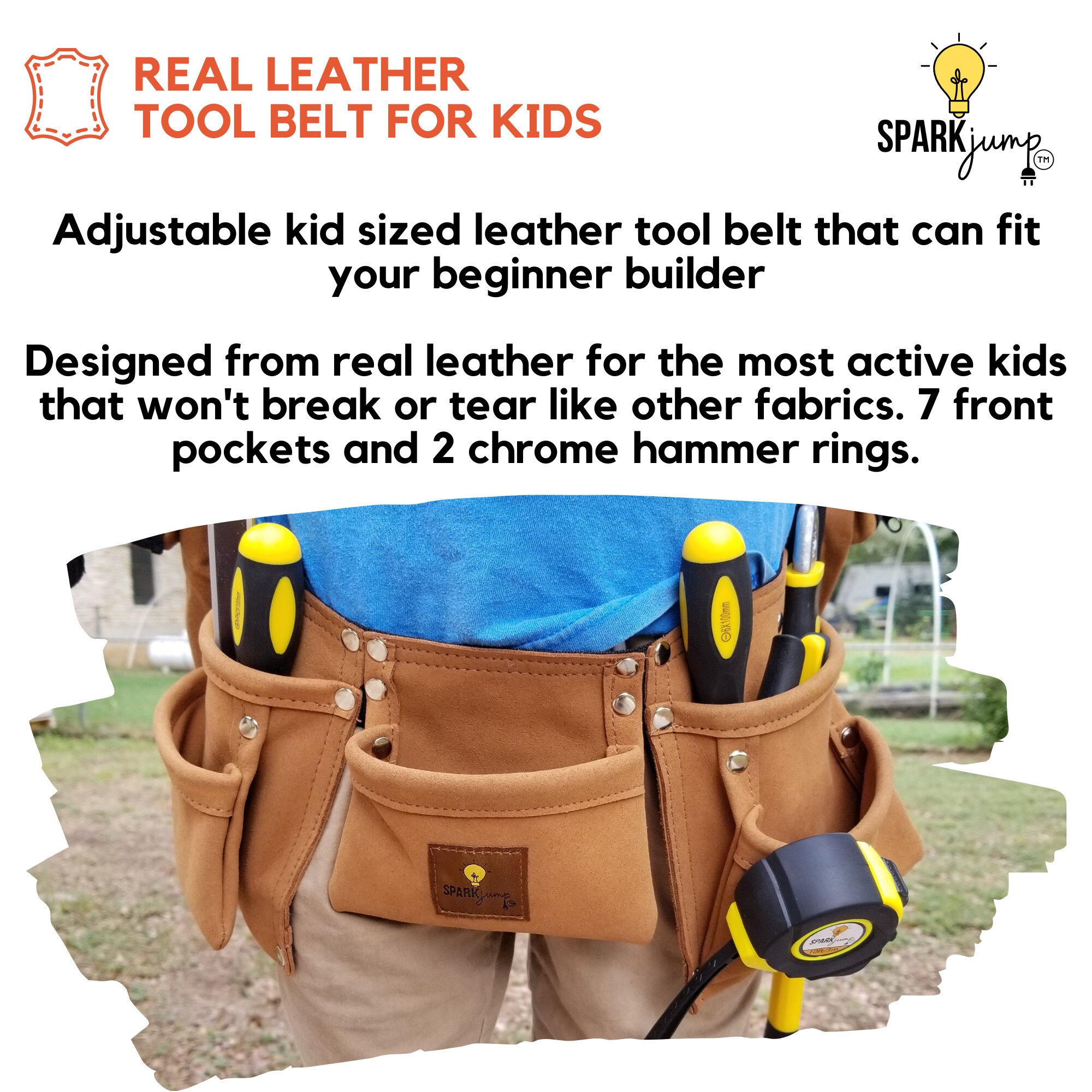 Sparkjump Kids Tool Belt Kids Leather Tool Belt Real Kids Etsy