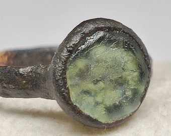 Beautiful original medieval ring with a stone on the finger.