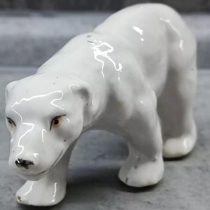 Antica statuetta in porcellana &quot;Orso polare&quot; fabbrica di porcellana Gorodnitsky 1930