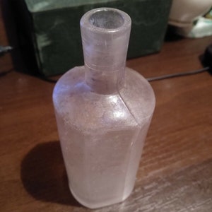 Old German glass medical bottle vial. *GUSTAV LOHSE*
