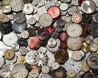 Mechanisms, dials, spare parts, components from various USSR wristwatches.
