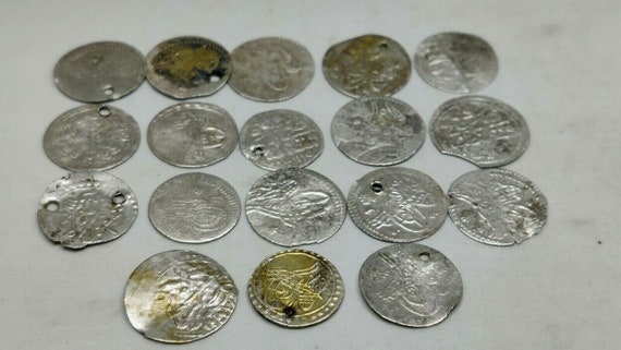 希少な本物のオスマン帝国の銀貨、1703-1730 年、アフメト 3 世のペア