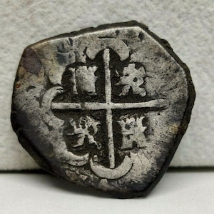 RARE lot Spanish silver coin, 2 Real - Makukin 1556-1598.