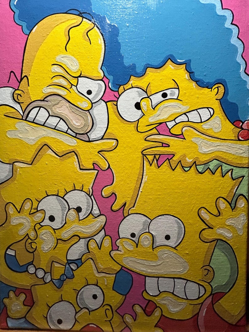Simpson Poiting The Simpsons Painting: 12x16 Inch Art - Etsy