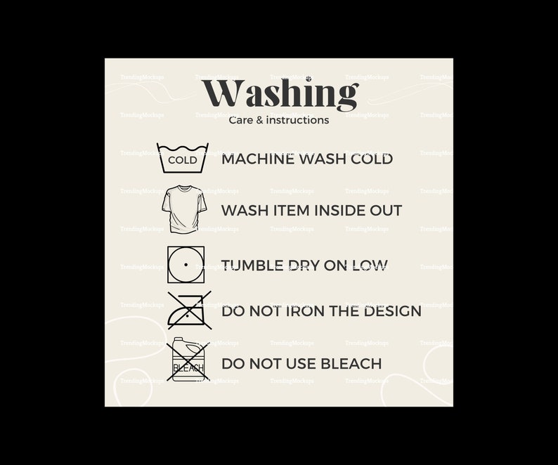 Washing Instructions Chart Sweatshirt Care Instruction Shirt - Etsy