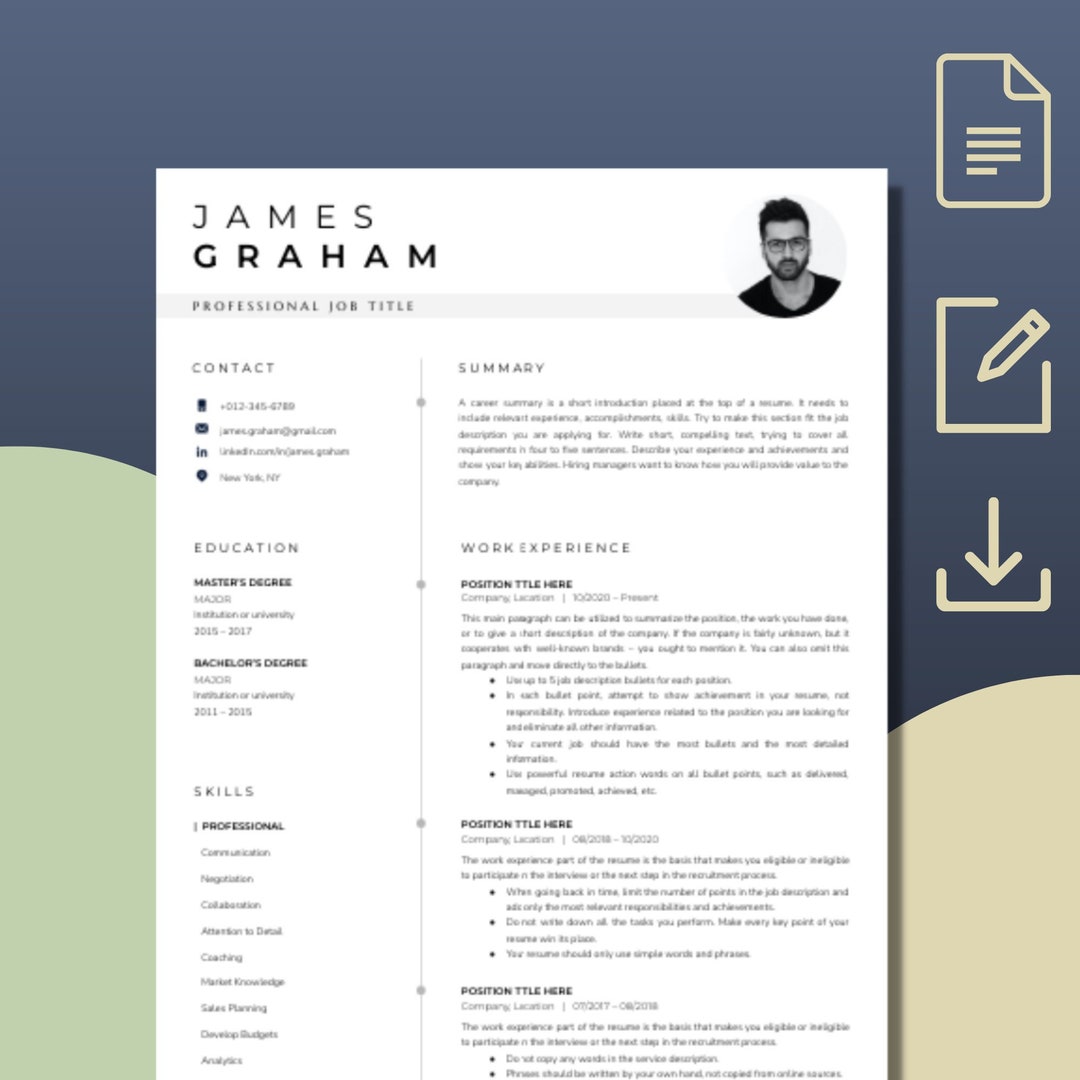 Resume Cv, Executive CFO HR Cv Resume Template for Google Docs, Modern ...