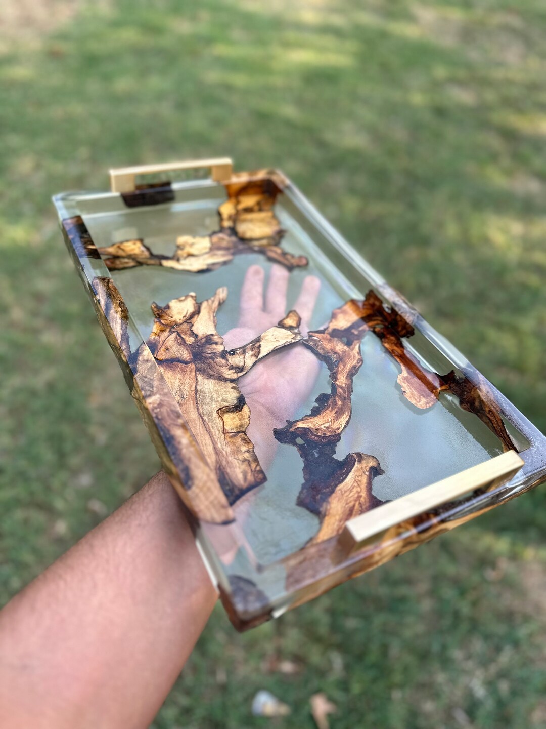 Wood Resin Serving Tray Thanksgiving Gift Island Resin Wood Etsy