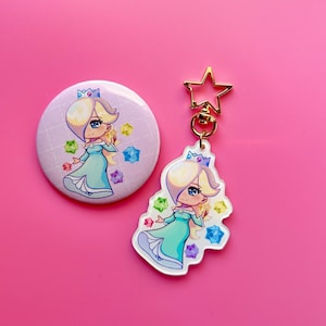 Kawaii Video Game Princess keychain | double sided charm | Cute Acrylic Keychain | 2.5”