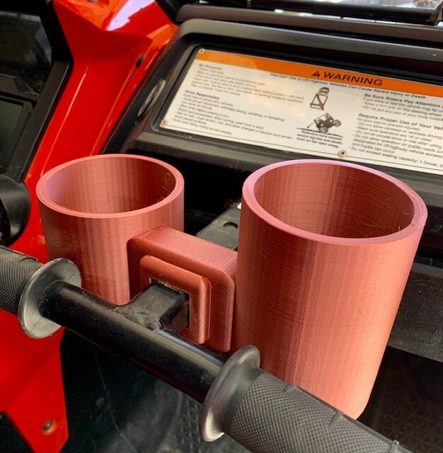 Polaris RZR Grab Handle With Integrated Drink Cup Holder - Powder Coated Orange