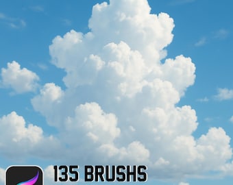 Conjunto de pinceles de nubes para Procreate: Constructor de cielos realistas | Herramientas para crear nubes suaves, niebla, lluvia y atmósferas