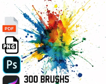 Conjunto de pinceles de salpicaduras para Procreate (Photoshop, ABR, PNG y PDF)