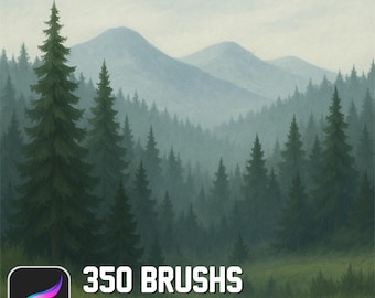 Juego de pinceles de bosque de follaje de Procreate