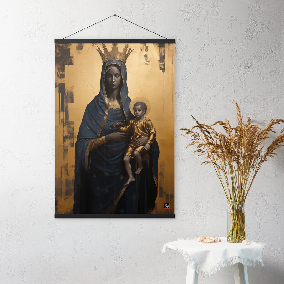Renaissance Grace Madonna and Child - Luxe Gold and Blue Digital Art ...