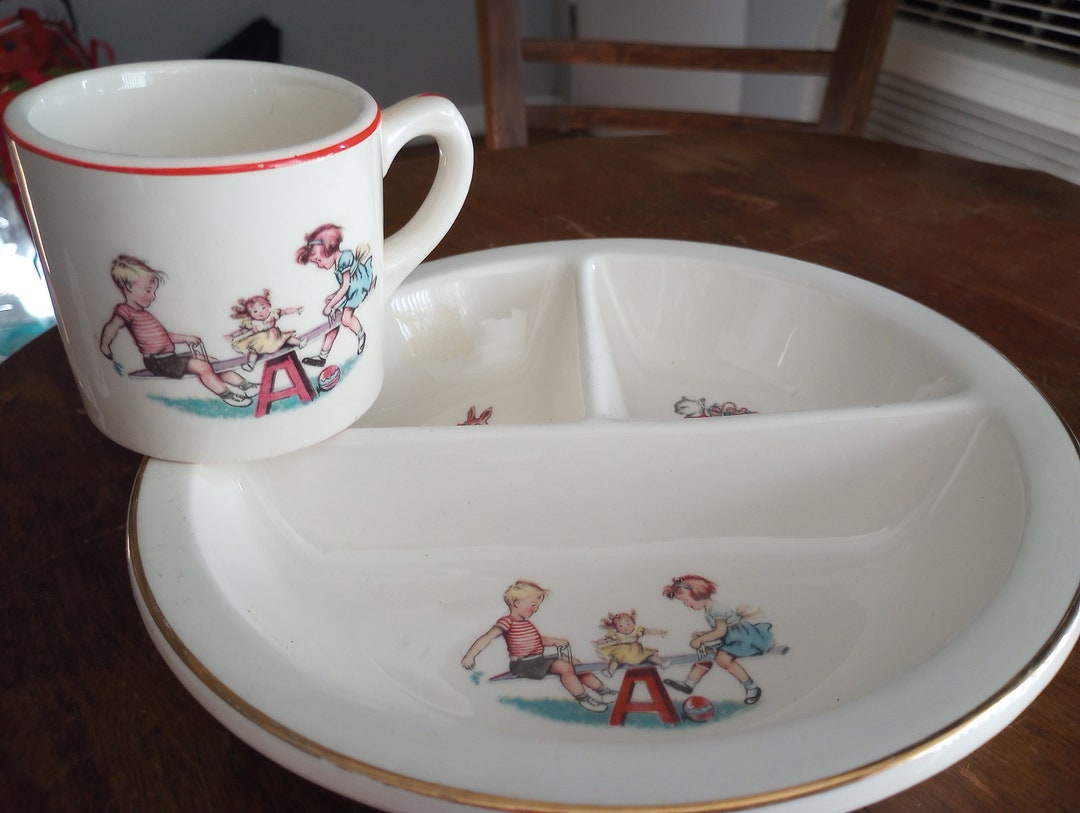 Vintage 23 Karat Gold Children's Plate and Cup Set Etsy
