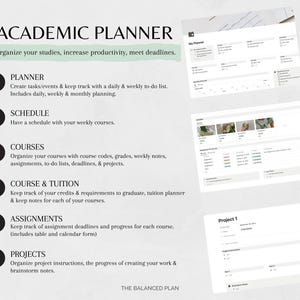 Student Notion Planner by The Balanced Plan | Academic Student Digital Planner, College Planner, Assignment Tracker, School Planner image 2