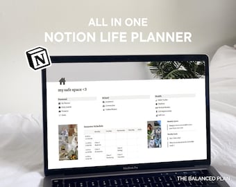 All In One Notion Life Planner by The Balanced Plan | Weekly, Monthly Planner, Goals, Habit Tracker, School, Wellness, Finance Tracking