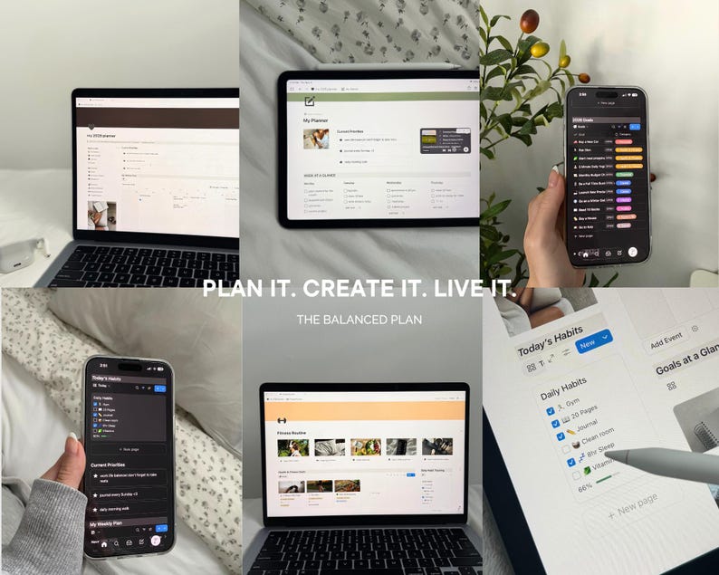 Livsplanerare 2026 | Allt-i-ett digital planeringsmall för rutiner, mål, ekonomi, välbefinnande och akademiker av The Balanced Plan bild 10