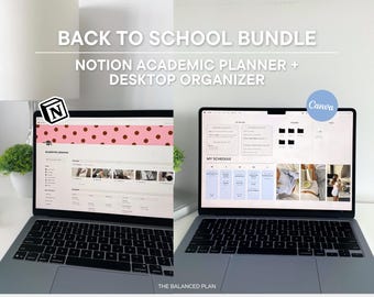 Back to School Student BUNDLE by The Balanced Plan | Notion Student Planner + Desktop Wallpaper Organizer