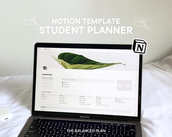 Student Notion Planner Template by The Balanced Plan | Academic Student Digital Planner, College Planner, Assignment Tracker, School Planner