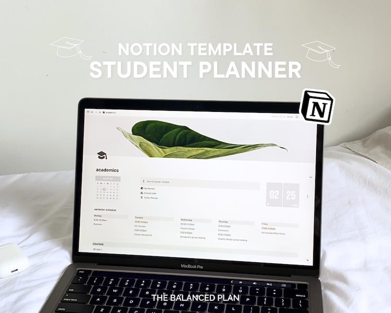 Student Notion Planner by The Balanced Plan | Academic Student Digital Planner, College Planner, Assignment Tracker, School Planner image 1