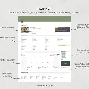 Livsplanerare 2026 | Allt-i-ett digital planeringsmall för rutiner, mål, ekonomi, välbefinnande och akademiker av The Balanced Plan bild 3