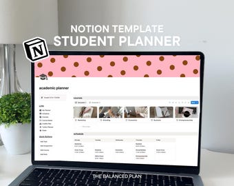 Planer Student Notion firmy The Balanced Plan | Cyfrowy planer akademicki dla studentów, planer studiów, śledzenie zadań, planer szkolny