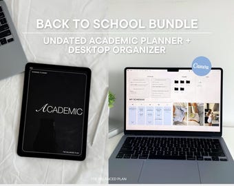 Back to School Student BUNDLE by The Balanced Plan | Undated iPad Academic Planner + Desktop Wallpaper Organizer (GoodNotes/Canva)